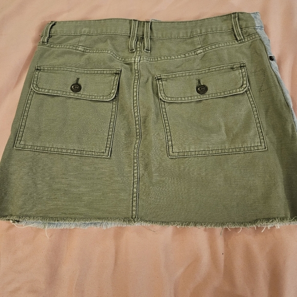 Frame  Mini Skirt Cargo Mix in Canteburry Two Tone Denim &‎ Green Skirt Size 26 - Picture 5 of 5
